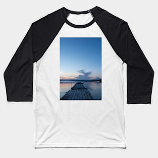 Wooden pontoon bridge in Greece, at sunset time Baseball T-Shirt